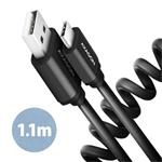 AXAGON BUCM-AM20TB, TWISTER cable USB-C <-> USB-A, 1.1m, USB 2.0, 3A, ALU, tpe, black