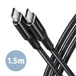 AXAGON BUCM-CM15AB, HQ cable USB-C <-> USB-C, 1.5m, USB 2.0, PD 60W 3A, ALU, braid, black