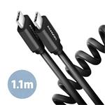 AXAGON BUCM-CM20TB, TWISTER cable USB-C <-> USB-C, 1.1m, USB 2.0, PD 60W 3A, ALU, tpe, black