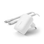Belkin 30W PD PPS BoostCharge Wall Charger + USB-C to USB-C Cable WHITE