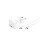Belkin BOOST CHARGE™ 30W USB PD Wall Charger with PPS, WHT w/1m C-LTG