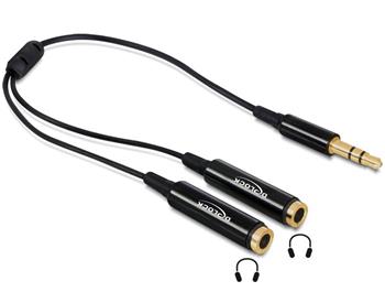 Delock Cable Audio Stereo jack male 3.5 mm > 2 x Stereo jack female 25 cm,black