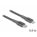 Delock Data and charging cable USB Type-C™ to Lightning™ for iPhone™, iPad™ and iPod™ grey 0.5 m MFi