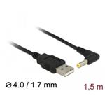 Delock Power Cable USB > DC 4.0 x 1.7 mm male 90° 1.5 m