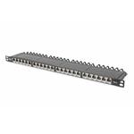 DIGITUS CAT 6A Patchovací panel třídy EA, stíněný, 0,5U 24 portů RJ45, vč. protiprachový kryt, 8P8C, černý
