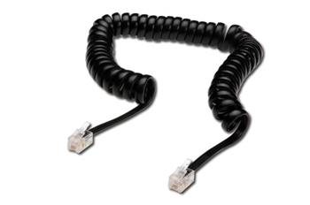 Digitus UAE connection cable, RJ10, 2.00m, CU, 4x7x0,12mm, unshielded, M/M, Flat cable, helic, black