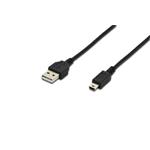 Digitus USB 2.0 connection cable, type  A - mini B (5pin) M/M, 1.8m, USB 2.0 conform, UL, bl
