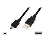 Digitus USB 2.0 connection cable, type  A - mini B (5pin) M/M, 3.0m, USB 2.0 conform, UL, bl