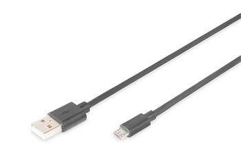 Digitus USB connection cable, USB A - Micro USB B 1.00m, CU, AWG28, 2x shielded, M/M, UL, black