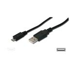 Digitus USB connection cable, USB A - Micro USB B 3.00m, CU, AWG28, 2x shielded, M/M, UL, black