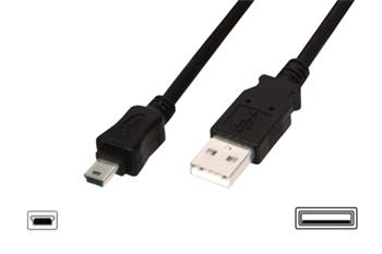 Digitus USB connection cable, USB A-Mini - USB B 5pin1.80m, CU, AWG26/28, 2x shielded, M/M,