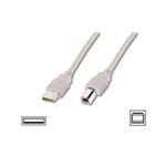 Digitus USB kabel A/samec na B-samec, 2x stíněný, béžový, 3m 