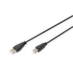 Digitus USB kabel A/samec na B/samec, 2x stíněný, černý, 1,8m