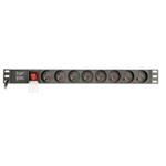 Gembird PDU, 8 českých zásuvek, 1U, 16A, Schuko zástrčka, kabel 3m