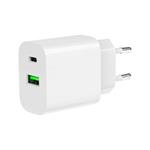 Gembird TA-UC-PDQC20-01-W, síťová nabíječka, 1× USB, 1× USB-C, 3A, Quick Charge 3.0, PD 3.0, 20W, Bílá