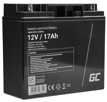 Green Cell AGM VRLA 12V 17Ah maintenance-free battery for mower, scooter, boat, wheelchair