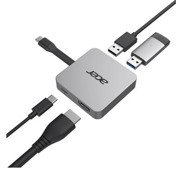 Acer 4in1 Type C dongle: 1x HDMI (až 4K@30Hz), 2x USB3.2 (5Gbps Data Transfer), 1x USB-C (Power Delivery max. 100W) (HP.DSCAB.014)