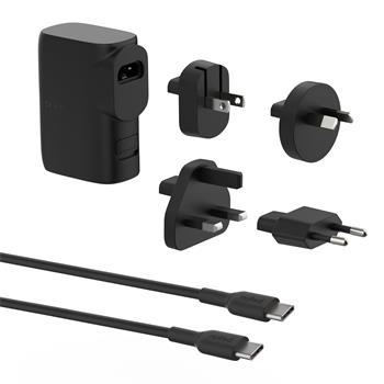 Belkin BOOST CHARGE™ Hybridní cestovní nabíječka do zásuvky 25W + PowerBanka 5000mAh, UK, EU, US, AU, černá (BPZ003bt1MBK-B6)