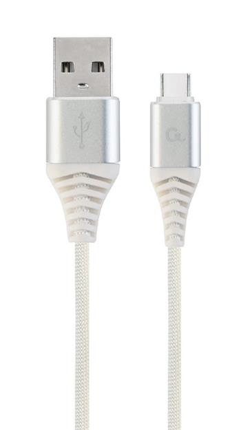 GEMBIRD CABLEXPERT Kabel USB 2.0 AM na Type-C kabel (AM/CM), 1m, opletený, bílo-strříbrný, blister, PREMIUM QUALITY (KAB05133M)