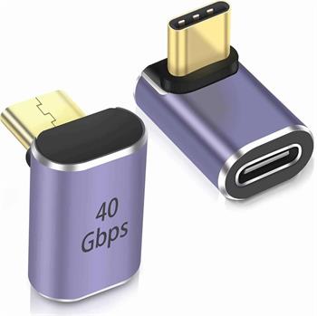 PremiumCord zahnutý 90° Adaptér USB-C Female - USB-C Male 40Gbps Aluminium (kur31-39)