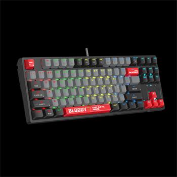 A4tech Bloody S87 mechanická herní klávesnice TKL,RGB Podsvícení, Red Switch, USB, CZ, černá/červená (S87-ER-TKL)