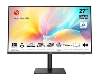 MSI monitor Modern MD272QXP, 27" IPS/2560 x 1440 (WQHD)/100Hz/1ms/HDMI/DP/USB/USB-C/Výškově nastavitelný/Pivot (Modern MD272QXP)