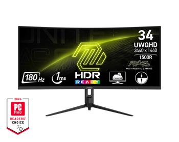 MSI Gaming MAG 342CQR E2, 34" VA zakřivený /3440x1440 (UWQHD)/180Hz/1ms/DP/2xHDMI/Výškově nastavitelný/Pivot (MAG 342CQR E2)