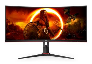 AOC LCD herní CU34G2XP 34" zakřivený VA/3440x1440@180Hz/1ms/400cd/2xHDMI/2xDP/4xUSB/HAS/VESA (CU34G2XP/BK)