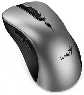 Genius Ergo 8100S AI, Myš, bezdrátová, ergonomická, optická, 1600DPI, 6 tlačítek, USB, Copilot, tichá, stříbrno-šedá (31030040404)