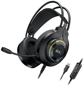 Genius GX GAMING HS-GX580U, Headset, herní, náhlavní, drátový, mikrofon, ovládání hlasitosti, RGB LED, USB, černý (31710028400)