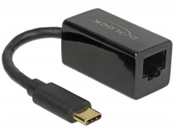 Delock Adaptér Super Speed USB (USB 3.1 Gen 1) s USB Type-C™ samec > Gigabit LAN 10/100/1000 Mbps kompaktní černý (65904)