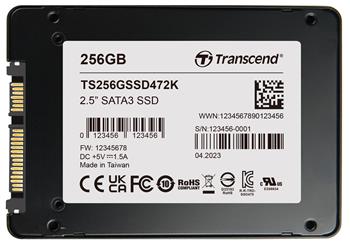 TRANSCEND SSD472K 128GB Industrial (3K P/E) SSD disk 2.5" SATA3, 3D TLC, BiCS5, 560MB/s R, 520 MB/s W, černý (TS128GSSD472K)