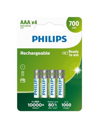 Philips dobíjecí baterie AAA 700mAh, NiMH - 4ks (BTB4800/12)