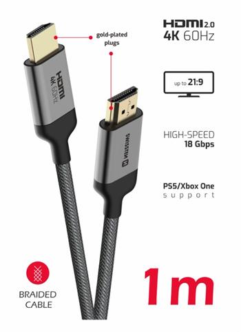 SWISSTEN KABEL HDMI NA HDMI 4K 60Hz 1,0 M (75501101)