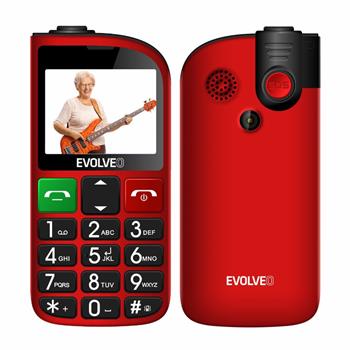 EVOLVEO EasyPhone FL, telefon pro seniory s nabíjecím stojánkem, 2,3" 320 x 240/2xSIM/0,08Mpx/microSDHC/1000 mAh/červen (EP-801-FLR)