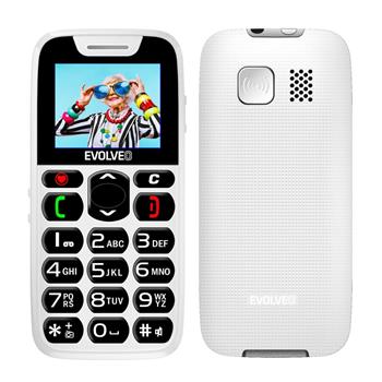 EVOLVEO EasyPhone, telefon pro seniory s nabíjecím stojánkem, 1,8" 160 × 128 px/1xSIM/microSDHC/1000 mAh/bílá (EP-501-WH)