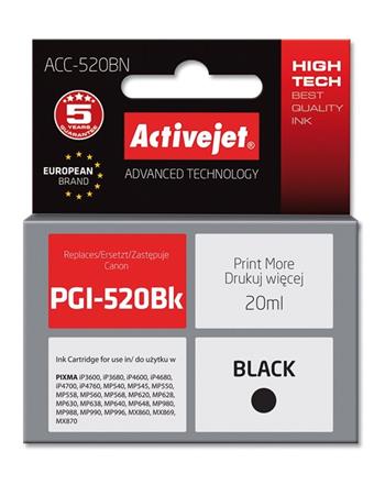 ActiveJet inkoust Canon PGI-520Black (WITH CHIP) ACC-520Bk (EXPACJACA0079)