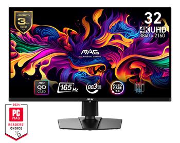 MSI Gaming monitor MAG 321UP QD-OLED, 31,5" QD-OLED/3840x2160 (UHD)/165Hz/0,03ms/2xHDMI/DP/USB-C/výškově nastavitelný,p (MAG 321UP QD-OLED)