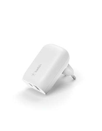 Belkin BOOST CHARGE™ Duální 37W Power Delivery PPS nástěnná nabíječka (USB-C 25W + USB-A 12W), bílá (WCB007vfWH)