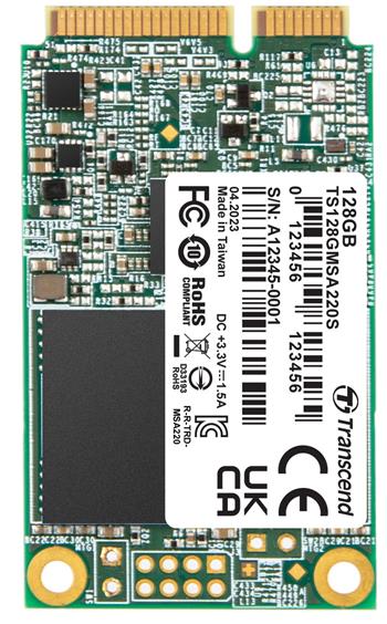 TRANSCEND MSA220S 128GB SSD disk mSATA, SATA III 6Gb/s (3D TLC), 560MB/s R, 500MB/s W (TS128GMSA220S)