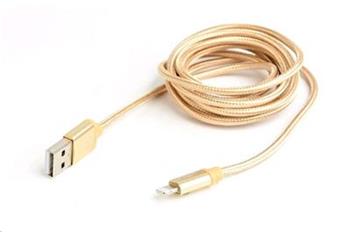 GEMBIRD CABLEXPERT Kabel USB 2.0 Lightning (IP5 a vyšší) nabíjecí a synchronizační kabel, opletený, 1,8m, zlatý, bliste (CCB-mUSB2B-AMLM-6-G)