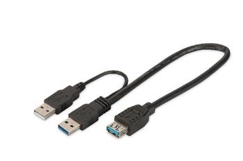 Digitus USB 3.0 Y-adapter cable, type 2xA - A M/M/F, 0.3m, Super Speed, bl (DB-300140-003-S)
