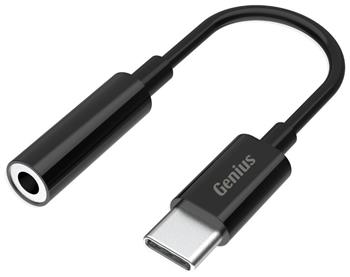 Genius ACC-C100, Redukce, USB-C zástrčka, 3,5mm jack zásuvka, 10cm, černá (32590012400)