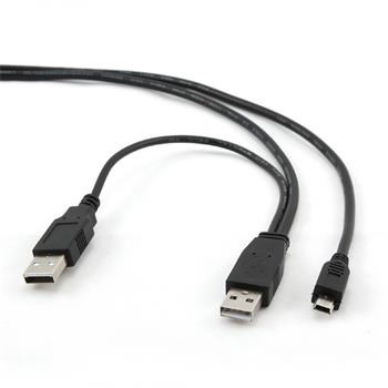 GEMBIRD CABLEXPERT Kabel USB A-MINI 5PM 2.0 1m DUÁLNÍ pro extra napájení (CCP-USB22-AM5P-3)
