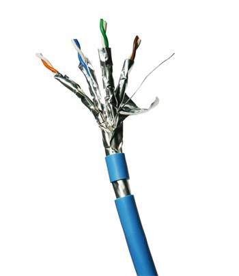 DATACOM F/FTP drát CAT6A LSOH,Eca 100m, plášť modrý (12151)