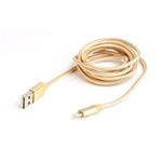 Kabel CABLEXPERT USB 2.0 Lightning (IP5 a vyšší) nabíjecí a synchronizační kabel, opletený, 1,8m, zlatý, blister