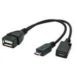 Kabel CABLEXPERT USB AF/micro BM + micro BF, OTG + dobíjení, 15cm, pro tablety a smartphone