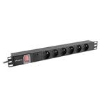 LANBERG NAPÁJECÍ DISTRIBUČNÍ JEDNOTKA (PDU) 19"  1U 16A 6X FRANCOUZSKÉ ZÁSUVKY 2M ČERNÁ