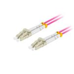 LANBERG optický patch cord MM LC/UPC-LC/UPC duplex 1m LSZH OM4 50/125 průměr 3mm, barva magenta  