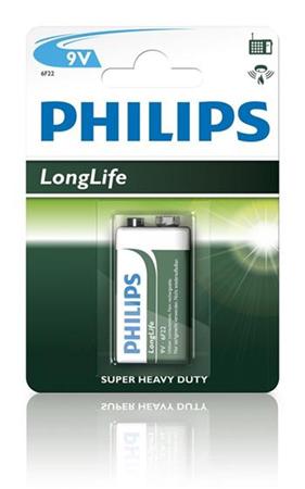 Philips LongLife Baterie 6F22L1B 9V zinkouhlíková